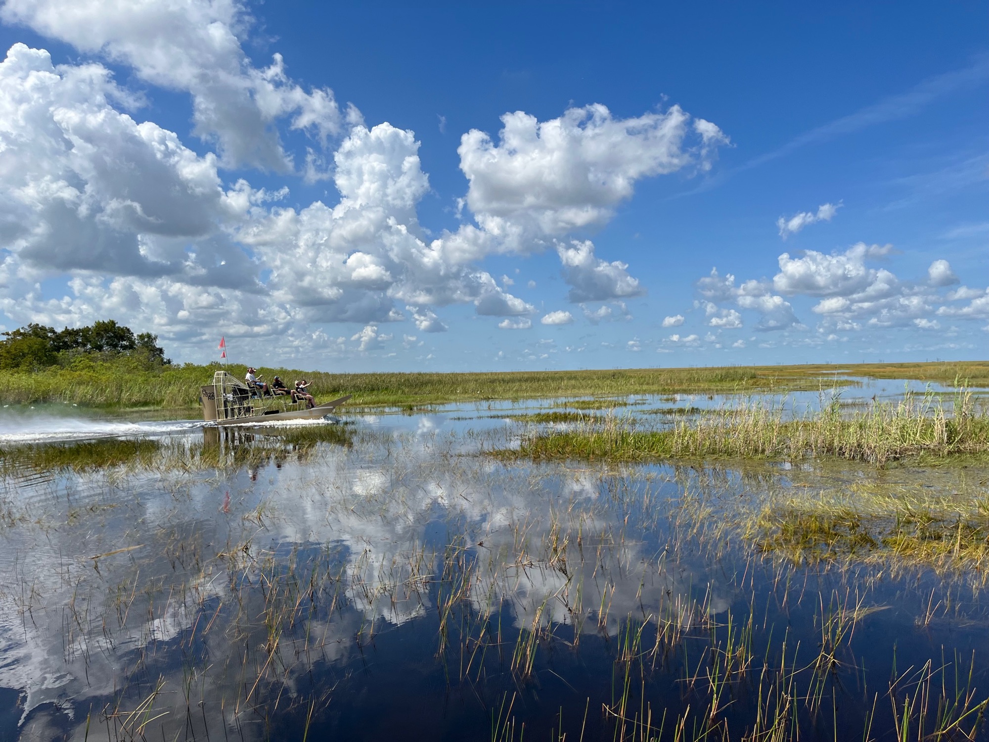 Towering clouds over the open Everglades on a clear day